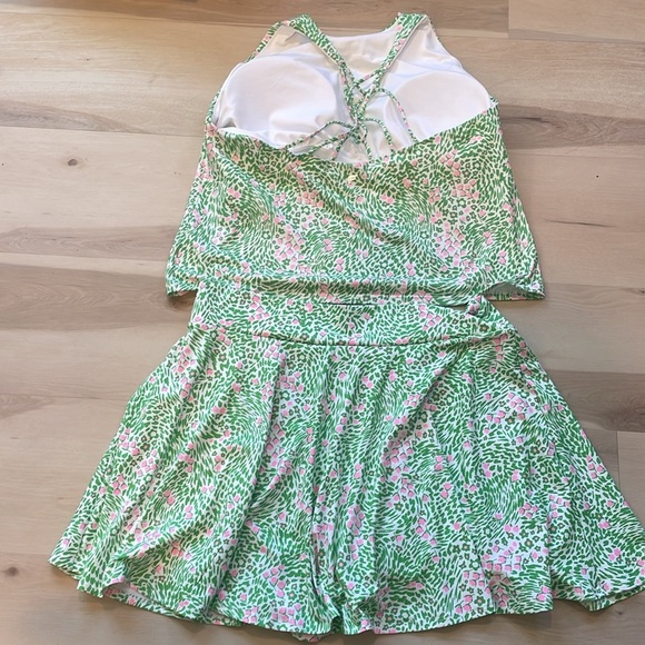 Fabletics flounce matching set skirt/skort bra tank floral 2X pickleball - Picture 8 of 13